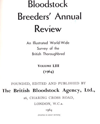 Bloodstock Breeders` Review 1964