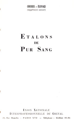 Etalons de Pur Sang 1961 (Hengstbuch Frankreich)