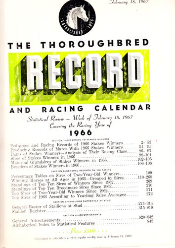 Thoroughbred Record 1966 and Stallion Register