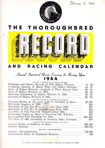 Thoroughbred Record 1964 with Stallion Register